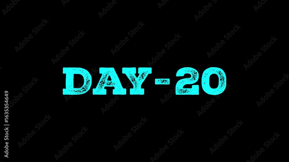 Poster month and week 20 day animation. 20 day text motion. display day text 4k video footage. number icon.