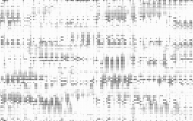 Fototapeta premium Grunge halftone gradient background. Faded grit noise texture. White and black sand wallpaper. Retro pixelated backdrop. Anime or manga style comic overlay. Vector graphic design textured template 