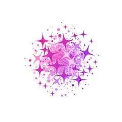 Abstract Illustration Of Pink And Purple Sparkle Stars Isolated on Black Background