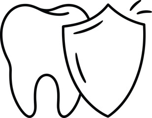 Hand drawn illustration of a healthy tooth protected by a shield
