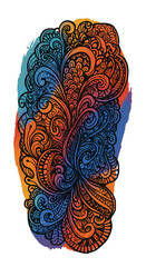 Abstract Illustration Ornate Pattern In Gradient Colors With Floral Details