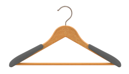 Wooden clothes hanger with gray grips