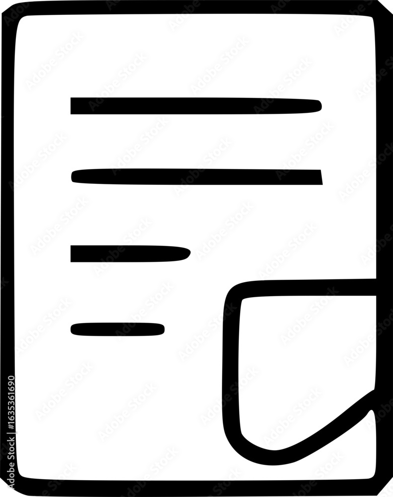 Poster simple line drawing of a document with text and a folded corner.