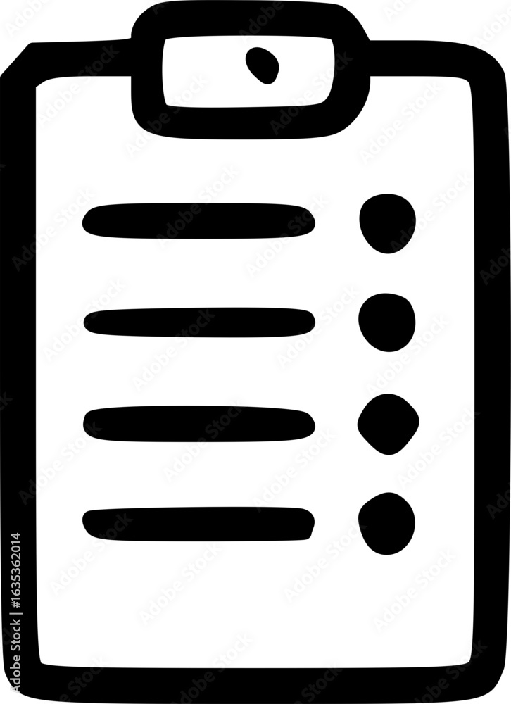 Poster hand-drawn clipboard checklist with lines and dots for task management.