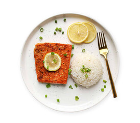 air fryer salmon fish with white rice