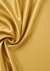 Abstract Golden Silk Fabric Background with Soft Draped Texture