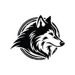 Black wolf logo icon design. Wild animal head silhouette symbol vector