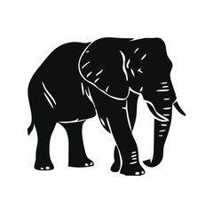 A silhouette of elephant with calf walking On white
