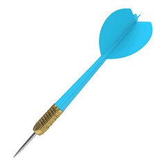 A blue dart with a metallic grip and sharp steel tip designed for precision throwing in dart games