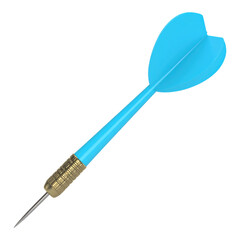 A blue dart with a metal tip and textured grip designed for precision in dart games