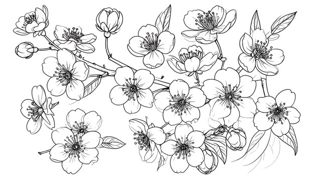 Elegant black and white cherry blossom design - Powered by Adobe