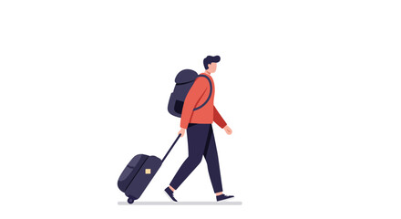 Obraz premium Minimalist Traveler: Man with Luggage Illustration