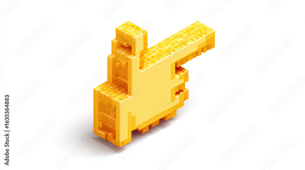 Poster hyperlink 3d hand cursor icon illustration isolated on white background. pixel hand with pointer fin