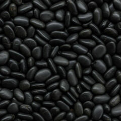 Abstract Photo of Black Polished Stones with Water Drops for Background Texture