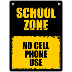 School zone, no cell phone use, sign vector