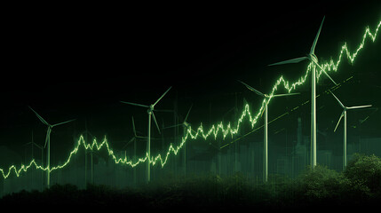 Fototapeta premium Increase in electricity prices on the world market. Green energy in full development.Investment finance chart,stock market business and exchange financial growth graph.