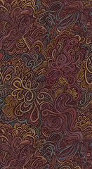 Abstract Seamless Pixelated Pattern in Burgundy Gold and Brown Tones Illustration