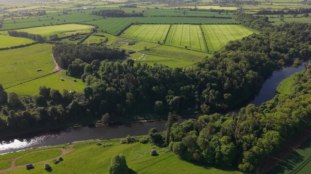 Flying Over the Ancient and Historic Lush Landscapes of County Meath, Ireland