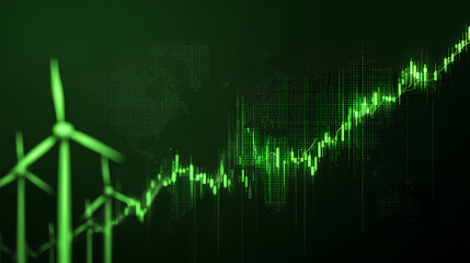 Increase in electricity prices on the world market. Green energy in full development.Investment finance chart,stock market business and exchange financial growth graph.