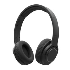 Black Wireless Headphones Isolated On Transparent Background Photo Realistic