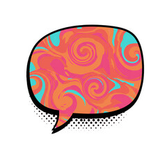 Abstract Speech Bubble with Colorful Swirls on Transparent Background Illustration