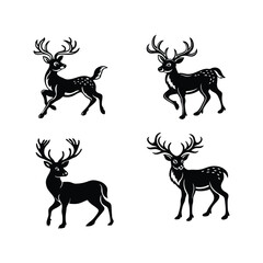 vector set of deer silhouettes