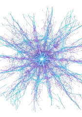 Abstract Starburst Illustration with Blue and Purple Glowing Energy