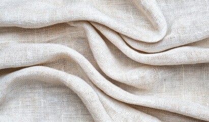 Soft Natural Linen Fabric with Gentle Creases and Texture Details