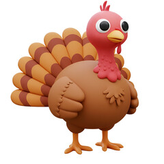 Cartoon Turkey Illustration on Transparent Isolated Background in 3D Render