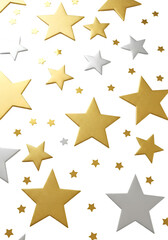 Fototapeta premium Abstract Illustration Of Gold and Silver Stars Over Black Background