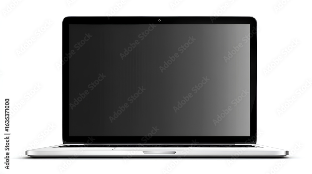 Poster modern computer screen isolated on white background. silver color. front view. 3d rendering stock il