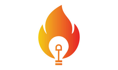 fire flame lamp bulb logo design vector icon template illustration