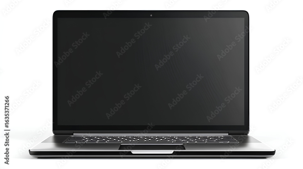 Poster modern computer screen isolated on white background. silver color. front view. 3d rendering stock il