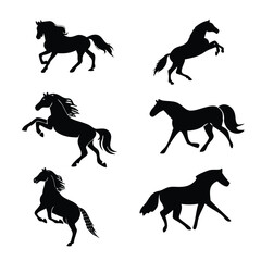 silhouette horse running  collection vector 