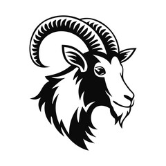 Goat head logo detailed silhouette vector illustratiion
