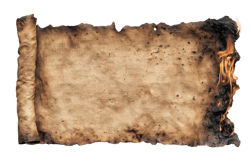 Scorched ancient scroll, edges ablaze