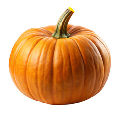 Obraz premium Fresh Ripe Orange Pumpkin with Green Stem on Transparent Background for Fall
