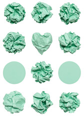 Arrangement Of Green Crumpled Papers and Heart Shape On Black Background