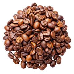 Obraz premium Roasted Coffee Beans Pile Close Up on Transparent Background for Design and Commercial Use