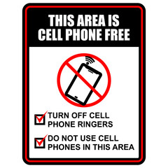 This area is cell phone free, sign vector