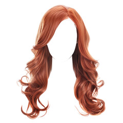 Stylish women hair wig, fashionable hairstyle isolate on transparency background