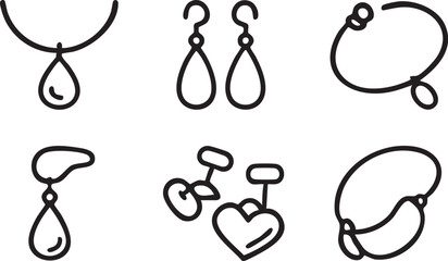 Minimalist Jewelry and Fashion Accessory Icons Set.