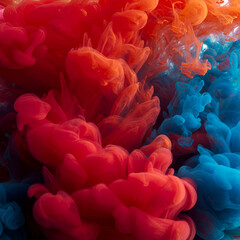 Naklejka premium Abstract Smoke Illustration in Red Blue and Orange Colors on Transparent Background