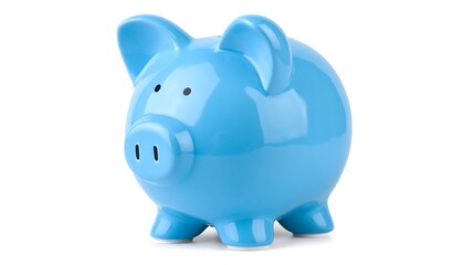 Blue piggy bank, simple and cheerful