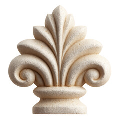 Elegant Architectural Flourish: A beautifully carved, cream-colored architectural detail showcases a graceful symmetry and intricate design, perfect for adding a touch of classic elegance.