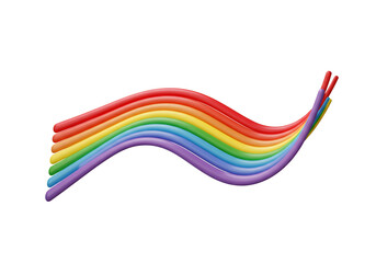 Abstract Rainbow Wavy Lines on Black Background Illustration
