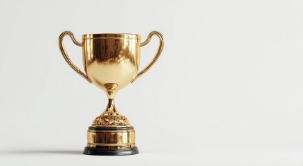 Gold trophy on plain white background