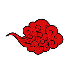 Abstract Red Cloud Swirl Illustration On Isolated Transparent Black Background