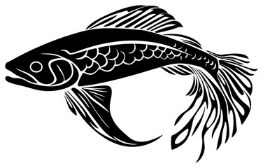 Silhouette of a Lone Arapaima Gliding Through the Amazon Depths