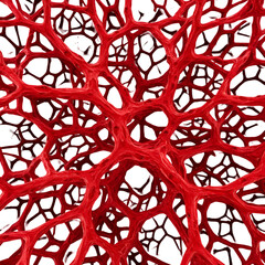 Abstract Red Cellular Network Texture On Transparent Background Illustration